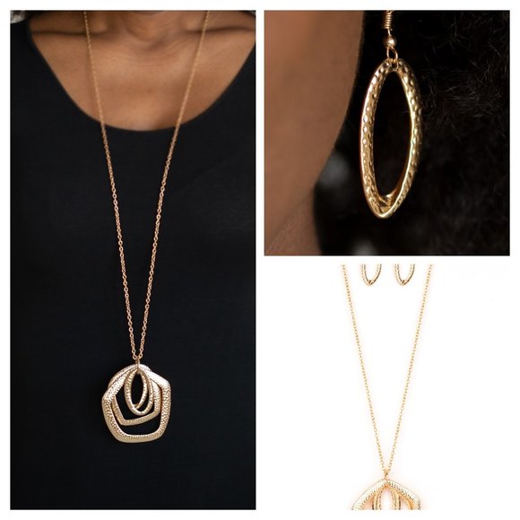 Urban Artisan Gold Necklace Earing Set (091)